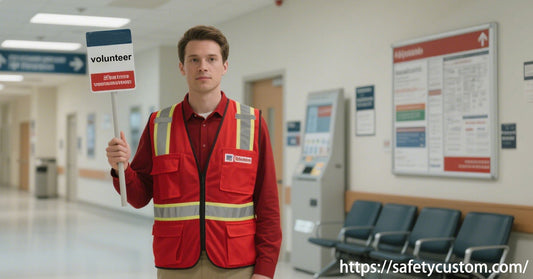 red safety vest for volunteer