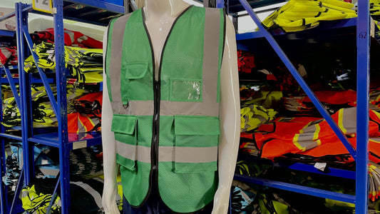 custom green safety vest with logo text image