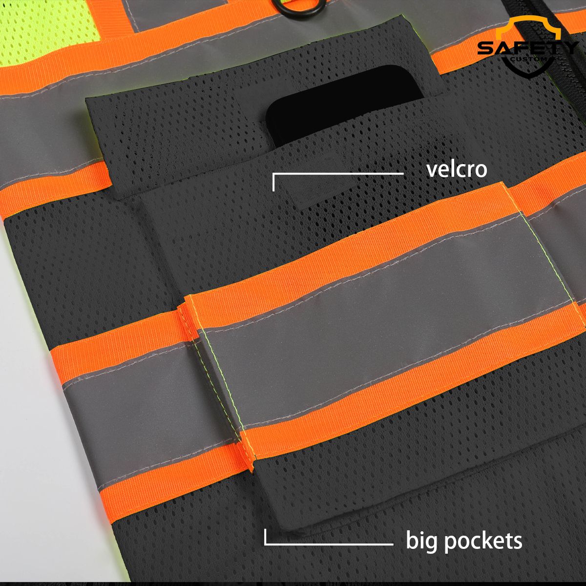 custom work vest construction vest with logo high visibility vest with pocket mesh safety vest for man woman workwear