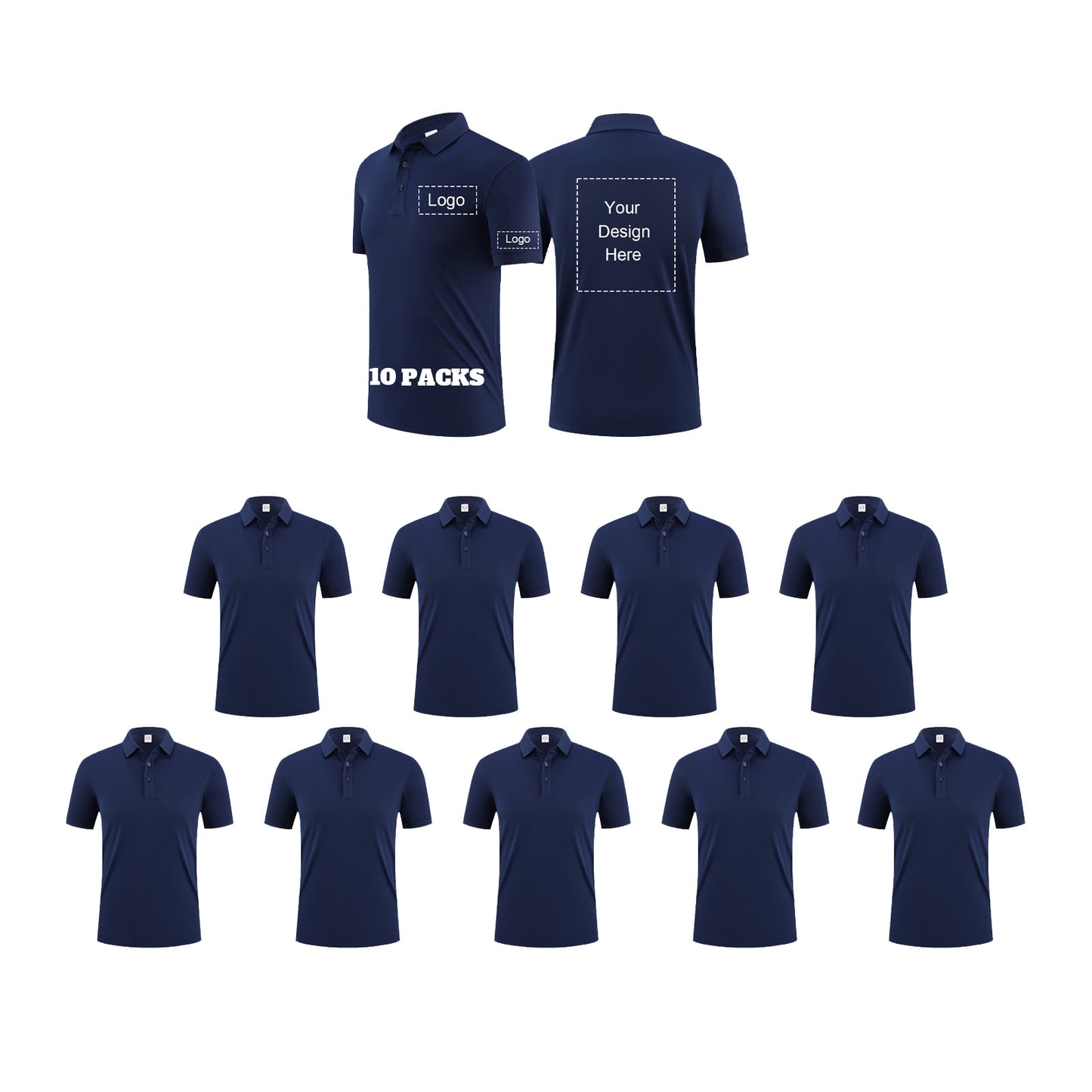 Custom polo shirts with logo 10 packs