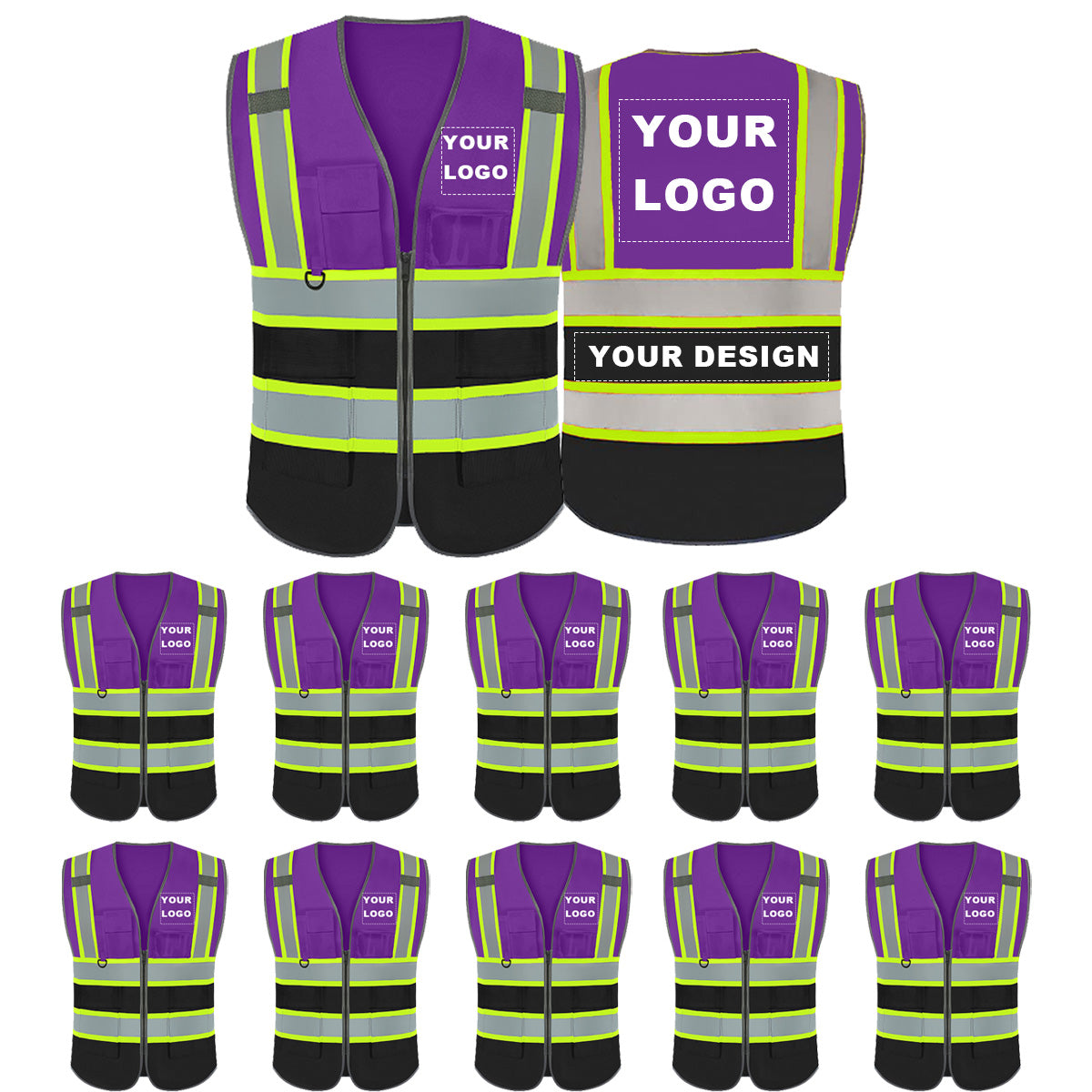 Safety Vest Custom Logo Security High Visibility Reflective Vest Class 2 ANSI/ISEA with Pockets Outdoor Workwear Vest Construction Hi Vis Vest
