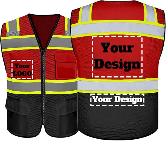 Custom Safety Vest Logo Reflective Vest to Work High Visibility Construction Vest Reflective Class 2 Type R Standard