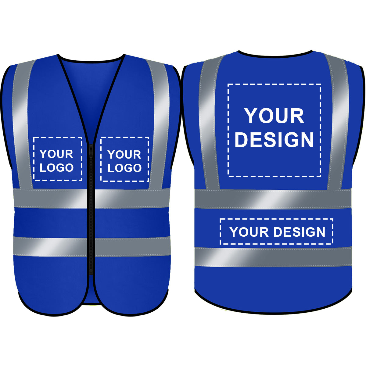 High Visibility Safety Vest Class 2 Reflective Construction Vest Zipper Front Meets ANSI/ISEA Standards