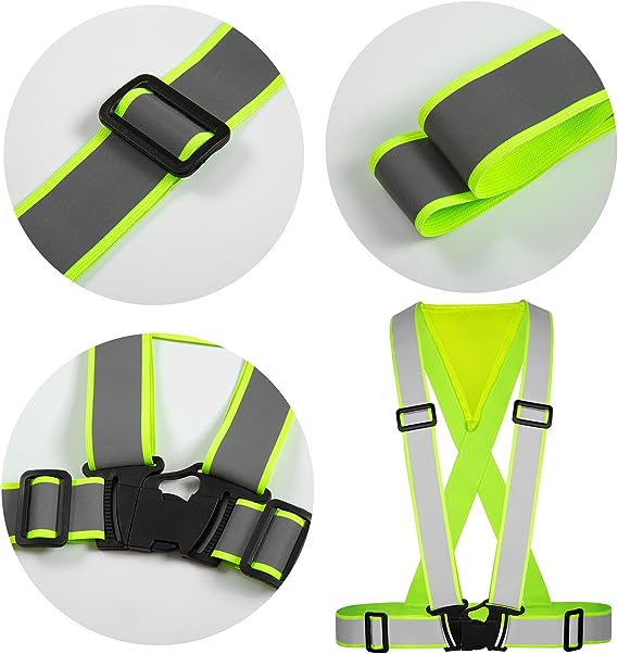 Adjustable Lightweight Premium High Visibility Safety Vest Sash Refelctive Stripe