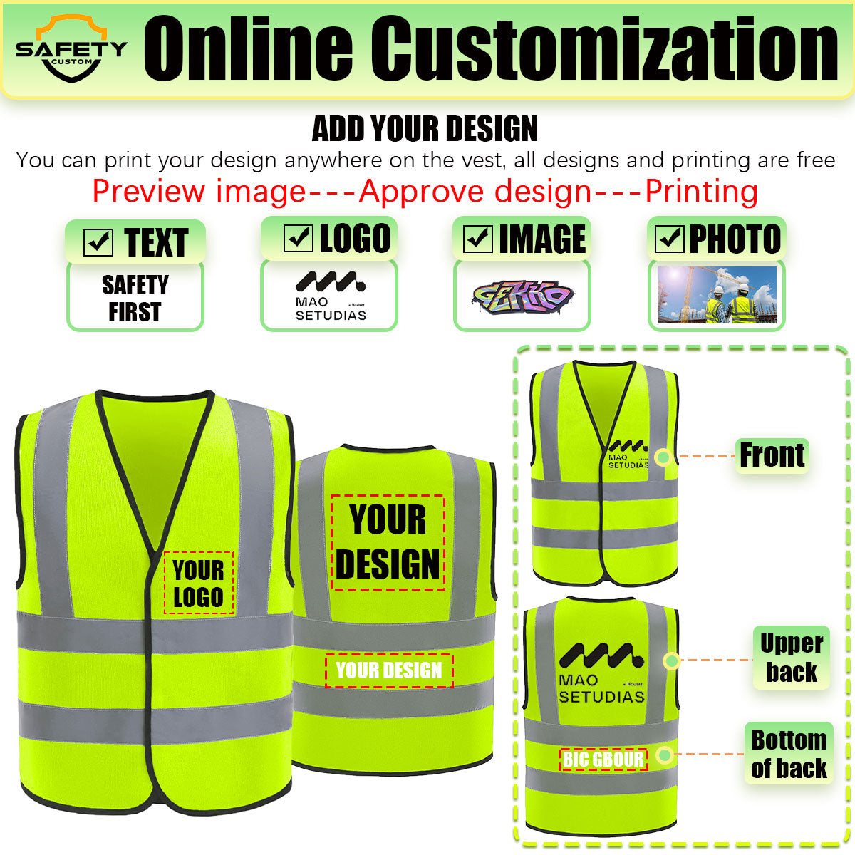 safety vest with logo custom high vis vest construction vest custom reflective vest printed logo