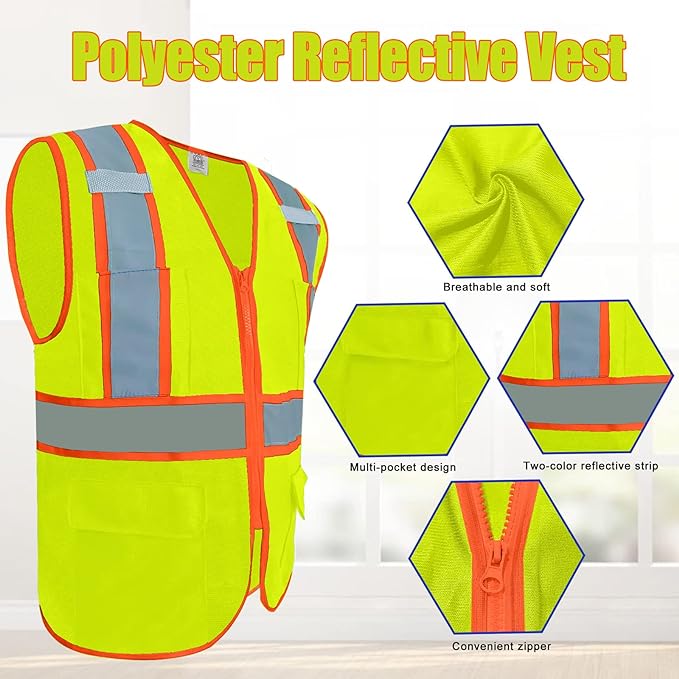 Custom safety vest customize hi vis vest reflective vest with logo yellow S M L XL XXL