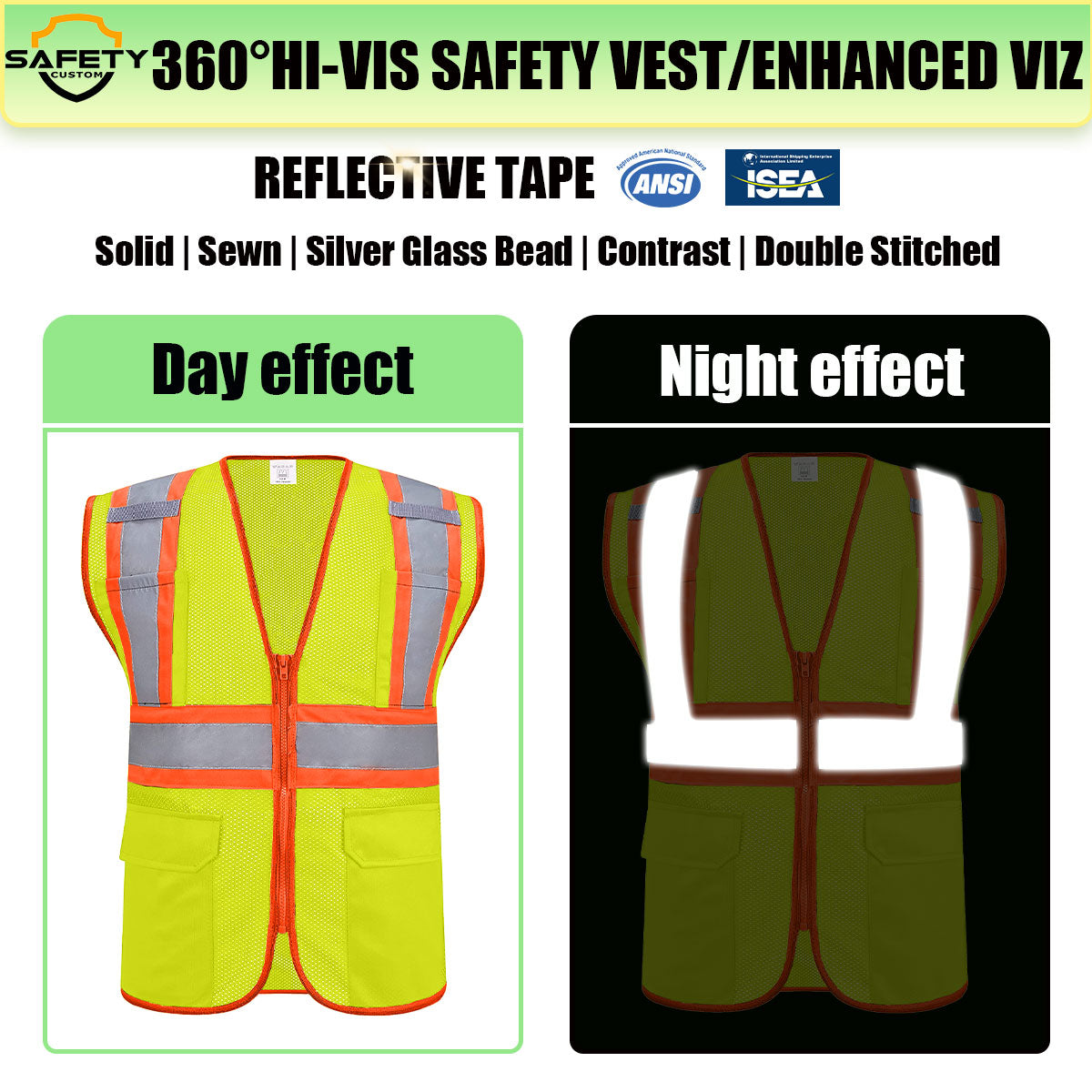 mesh construction vest with logo custom design safety vest logo hi vis class 2 vest with pocket