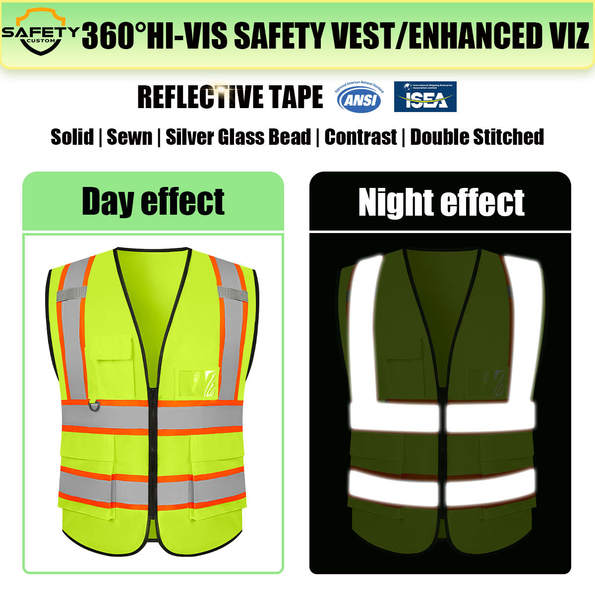 printed hi vis vests work vest ansi type 2 safety vest with logo reflective for night work vest with pockets