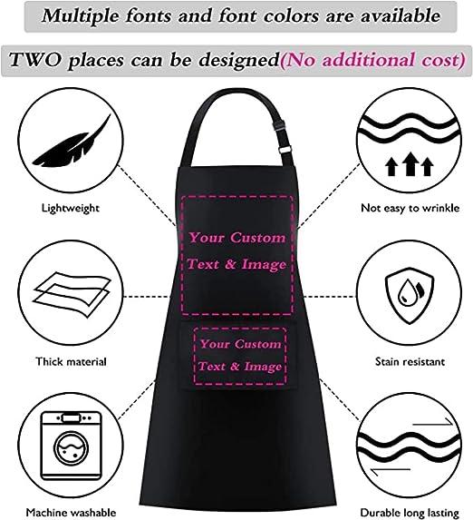 Personalized Apron For Chef Adjustable Large with Pockets Cooking Gift Name Apron for Men and Women