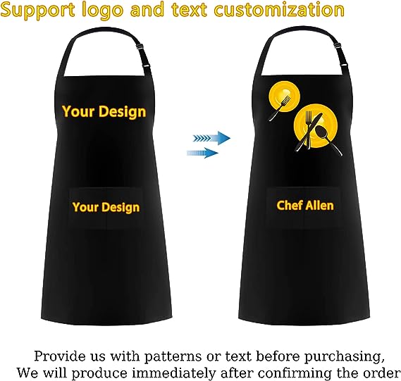 Personalized Apron For Chef Adjustable Large with Pockets Cooking Gift Name Apron for Men and Women