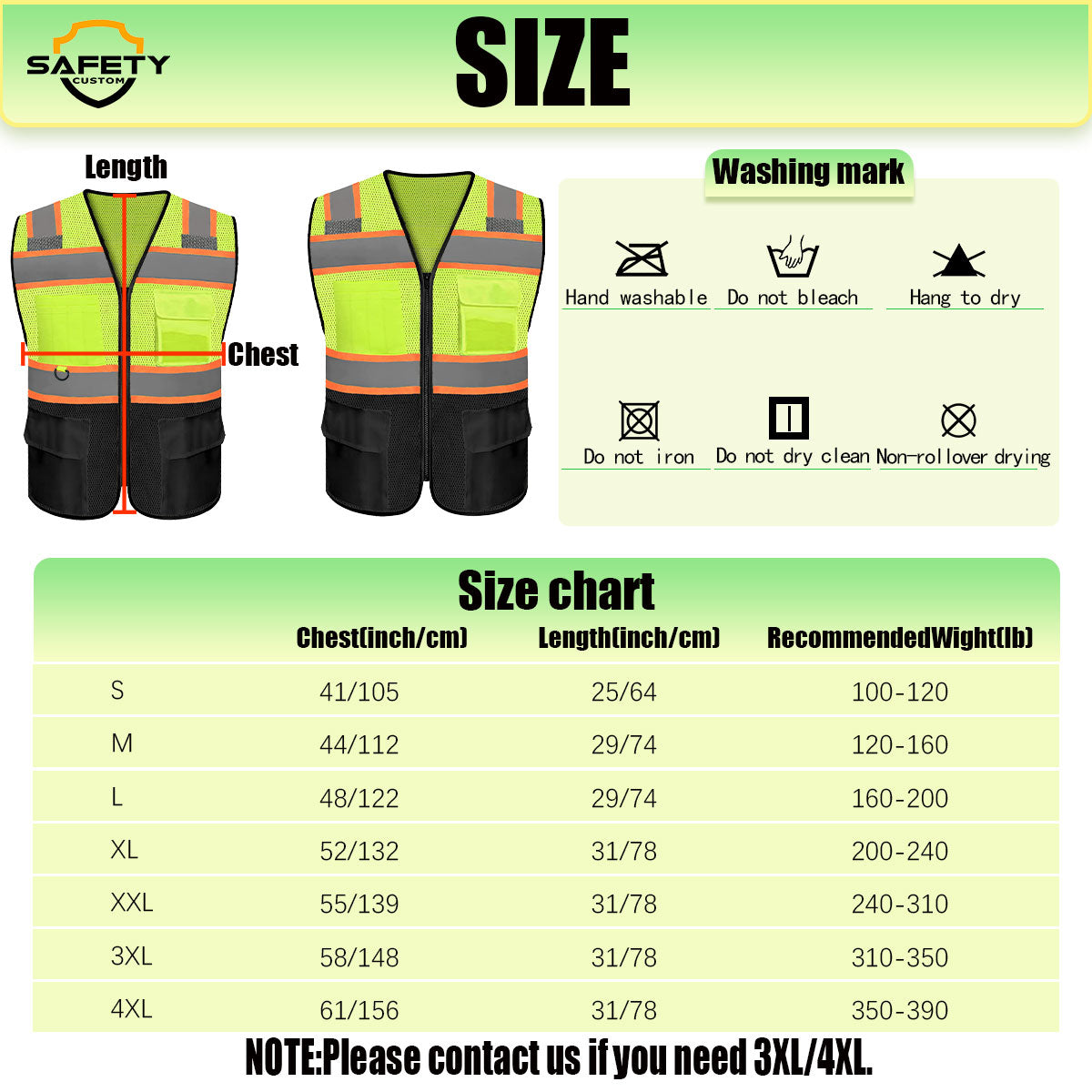 Custom Safety Vest Logo Reflective Vest to Work High Visibility Construction Vest Reflective Class 2 Type R Standard
