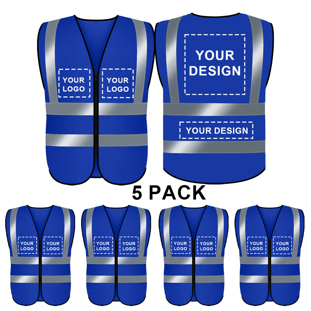 High Visibility Safety Vest Class 2 Reflective Construction Vest Zipper Front Meets ANSI/ISEA Standards