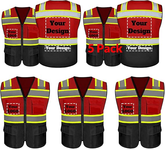 Custom Safety Vest Logo Reflective Vest to Work High Visibility Construction Vest Reflective Class 2 Type R Standard