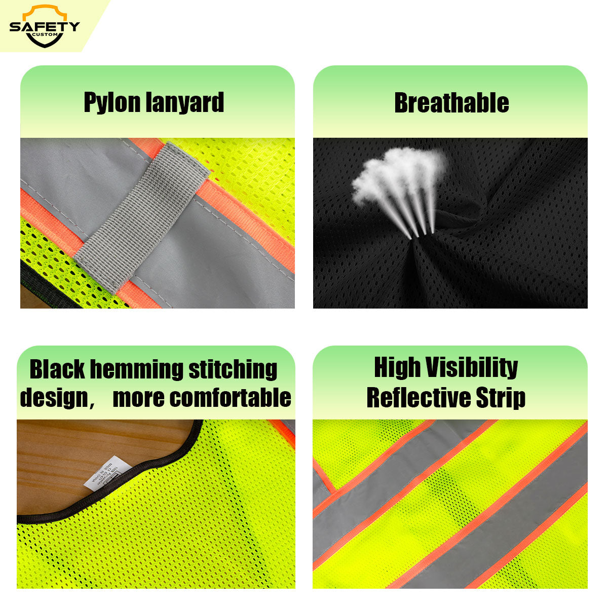 Custom Safety Vest Logo Reflective Vest to Work High Visibility Construction Vest Reflective Class 2 Type R Standard