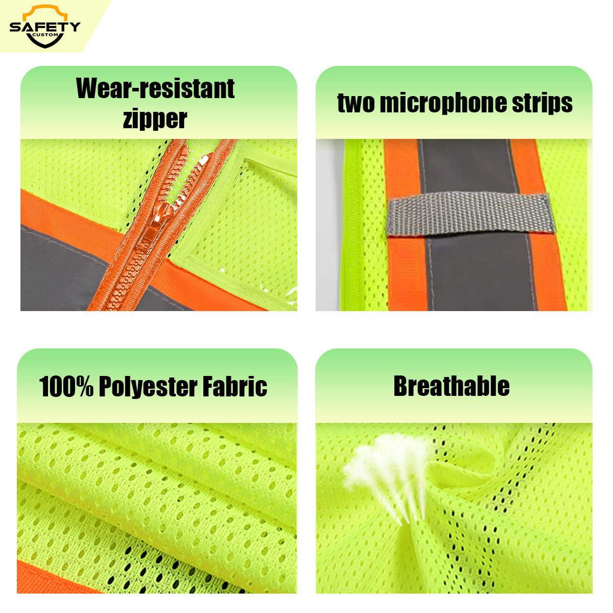 breathable mesh construction vest with logo custom design safety vest logo print company logo