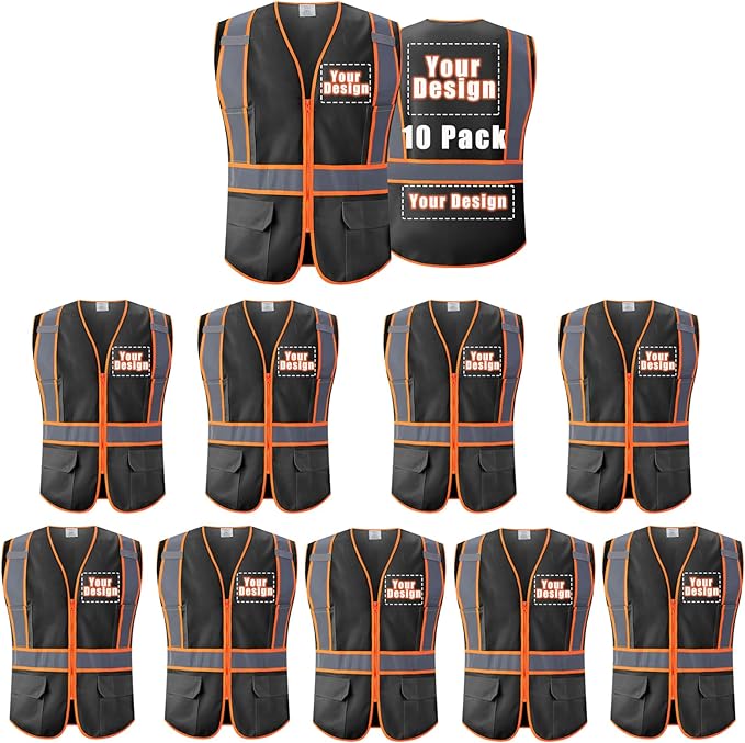 Personalized Hi-vis Custom Safety Vest with Pockets High Visibility Reflective Vest Class 2