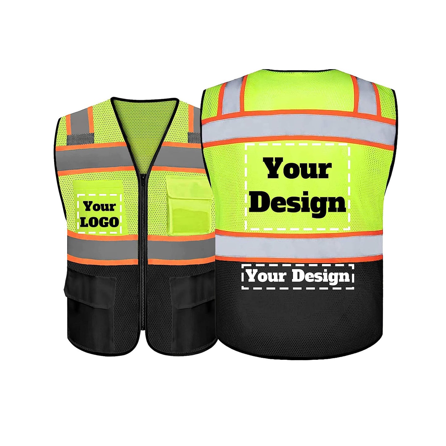 Custom Safety Vest Logo Reflective Vest to Work High Visibility Construction Vest Reflective Class 2 Type R Standard