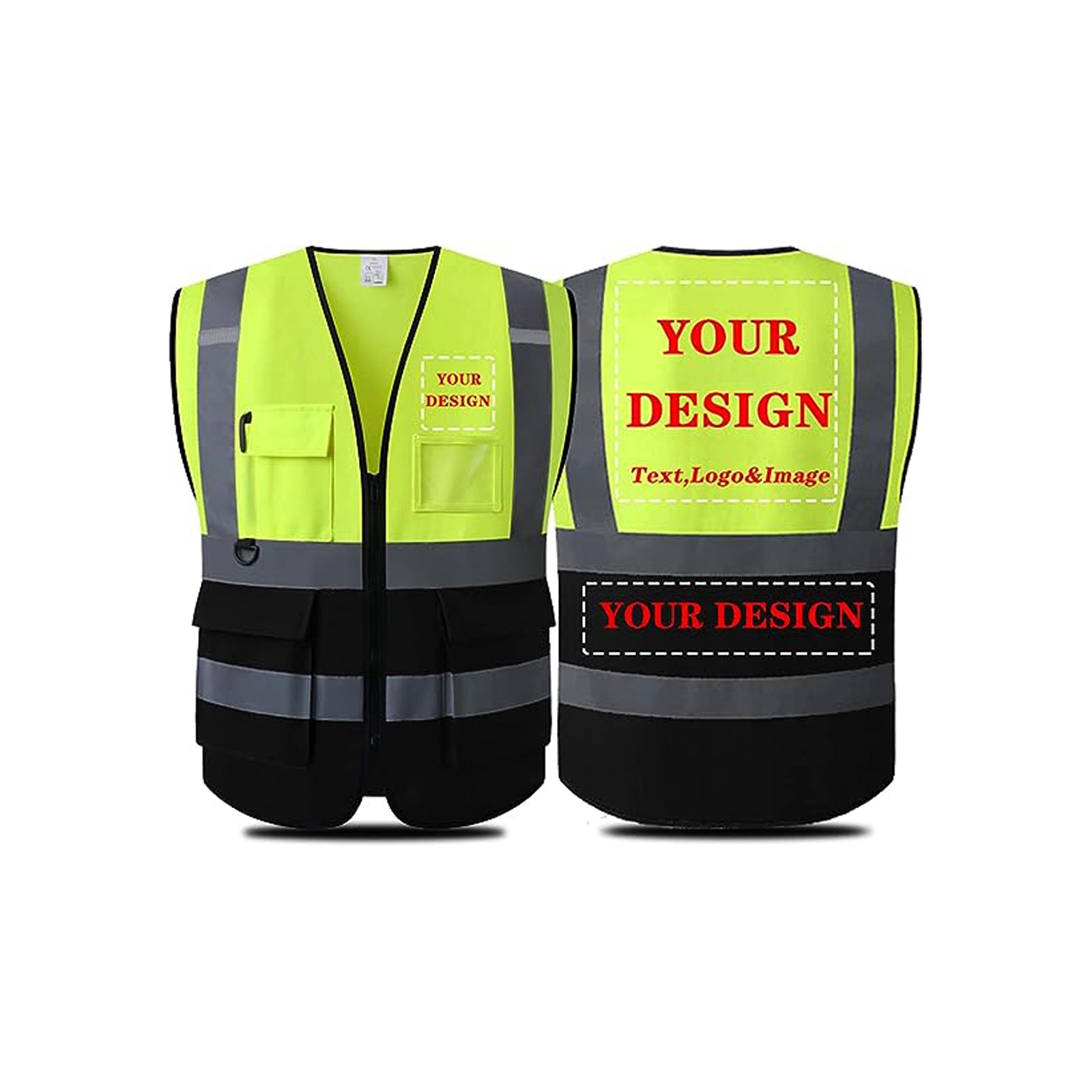 Custom safety vest customize hi vis vest reflective vest with logo yellow S M L XL XXL
