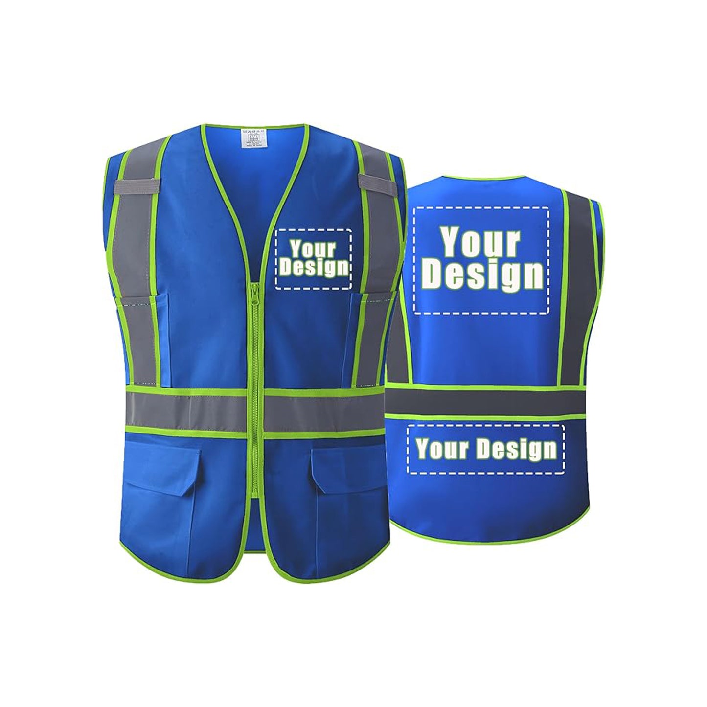 Personalized Hi-vis Custom Safety Vest with Pockets High Visibility Reflective Vest Class 2