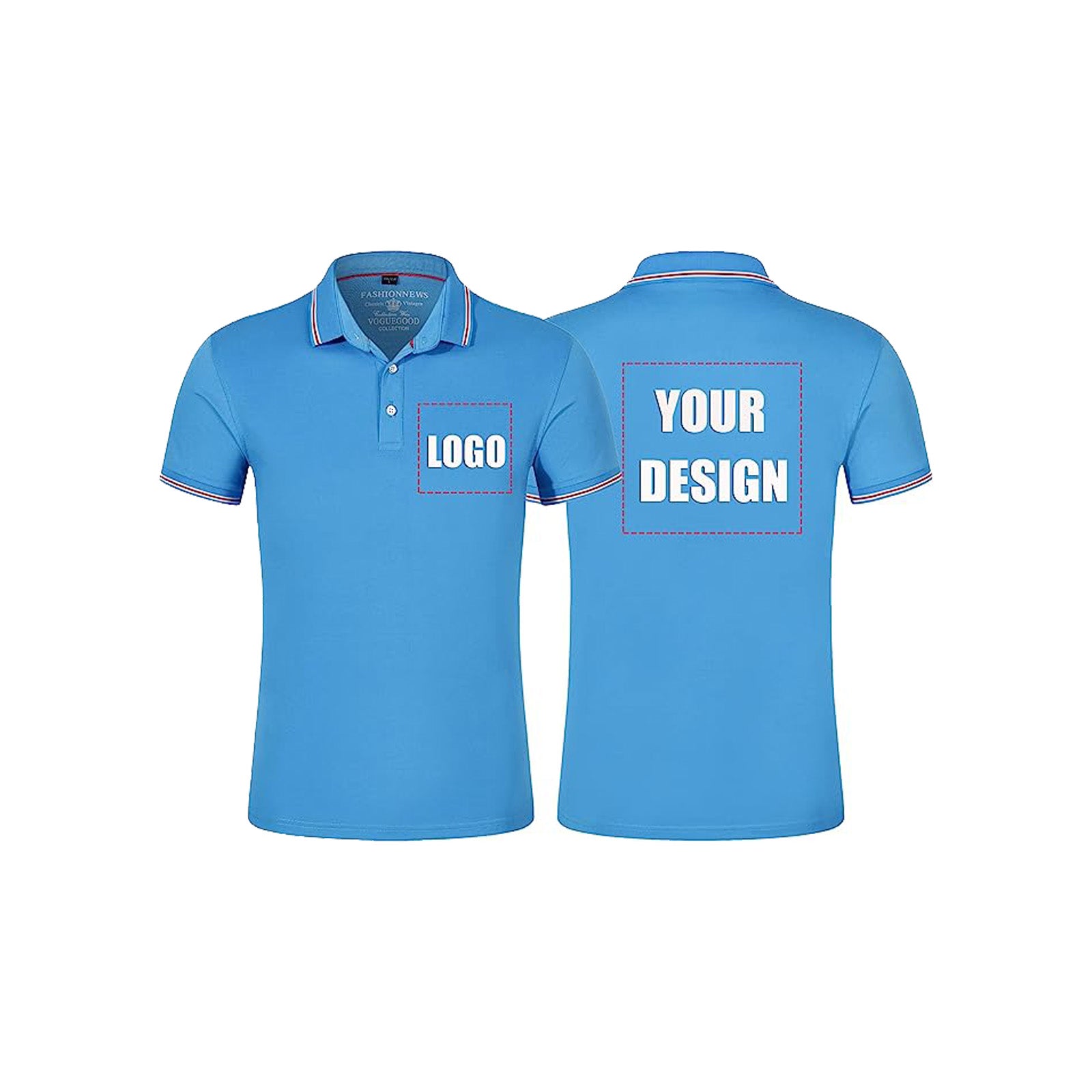 custom light blue polo shirts with logo text your design from 1PC size S M L XL 2XL