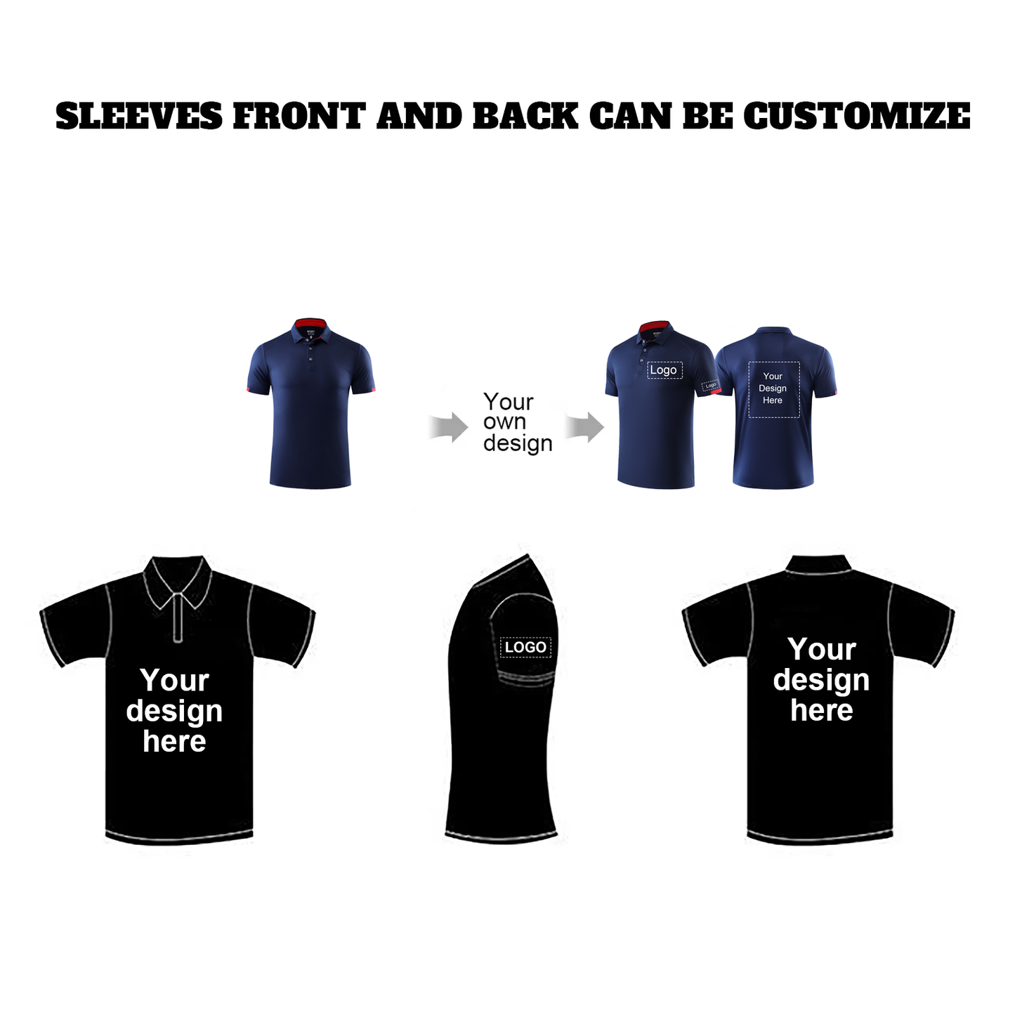 Custom polo shirts Print Text Photo Logo
