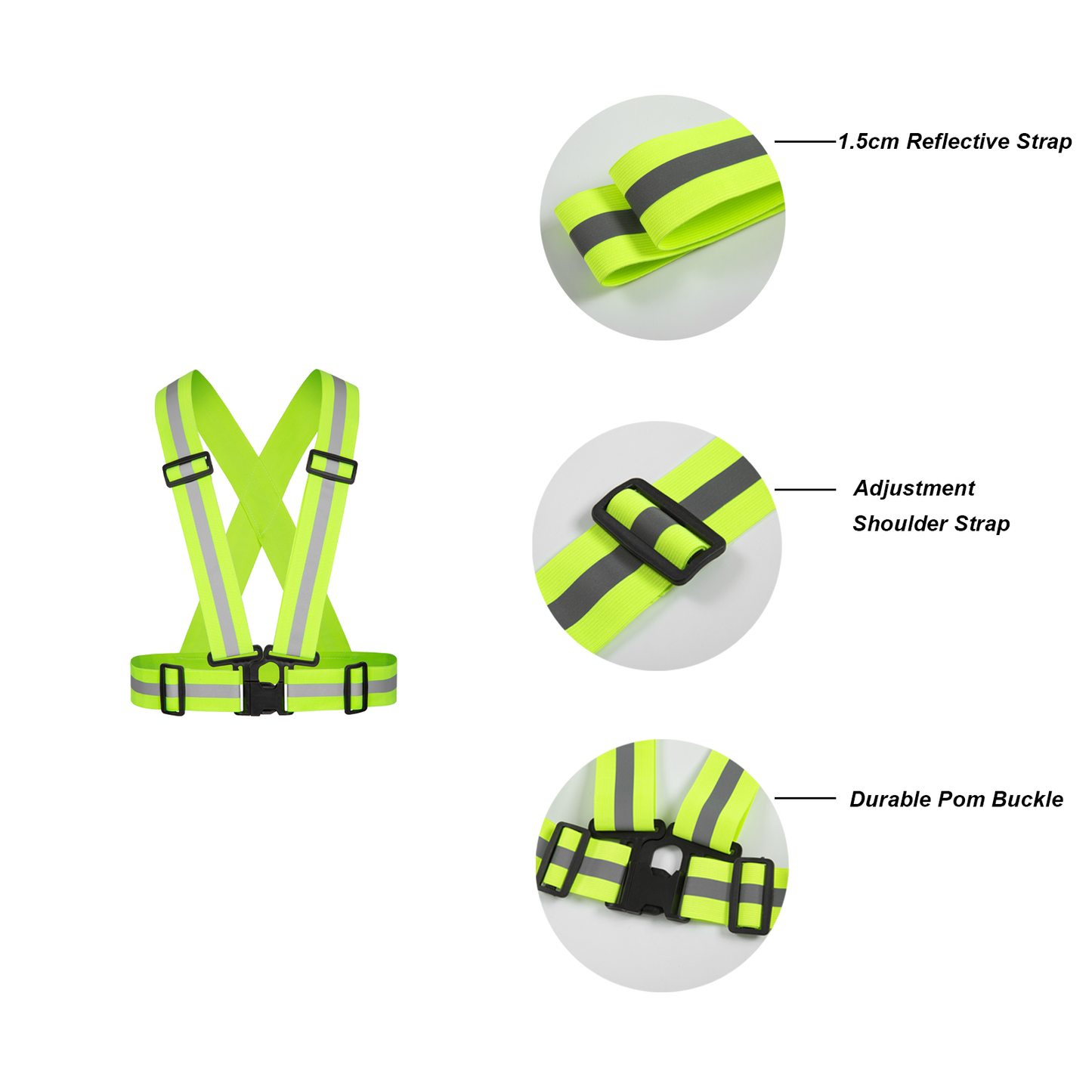 Hi-Vis safety sash belt adjustmen reflective vest