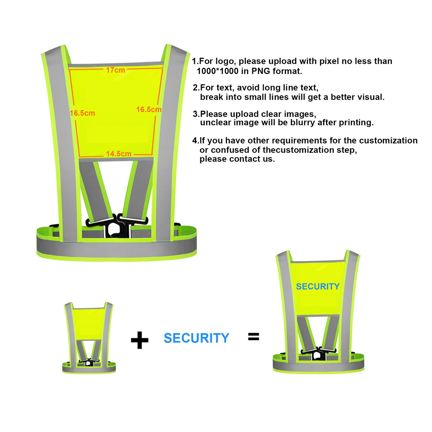 Free Custom Reflective Vest Running Gear Print Logo Image Text Custom Your Design