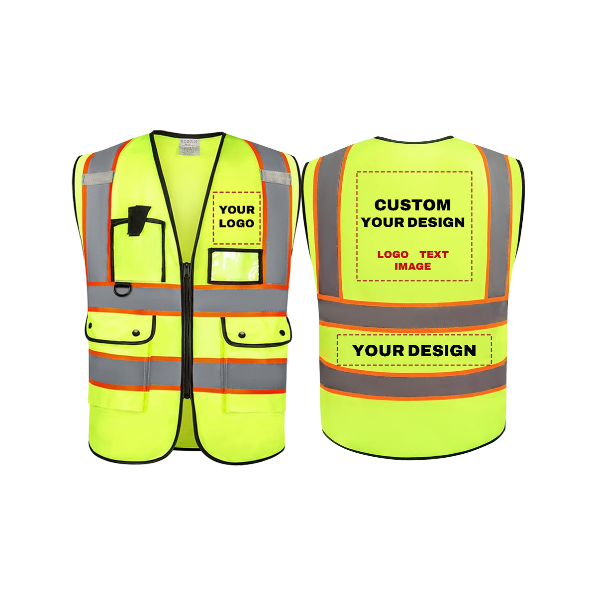 Custom safety vest customize hi vis vest reflective vest with logo yellow S M L XL XXL