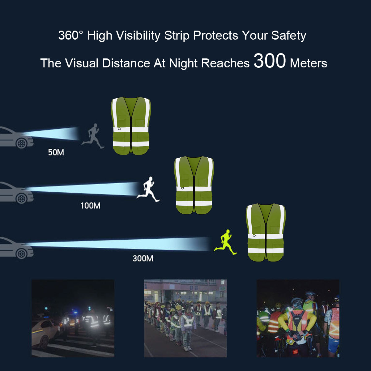 Custom Safety Vest with Logo 1 Pack Customize Class 2 Visibility Reflective Vests Bulk with Pockets and Zipper(Free Printed,No MOQ.)