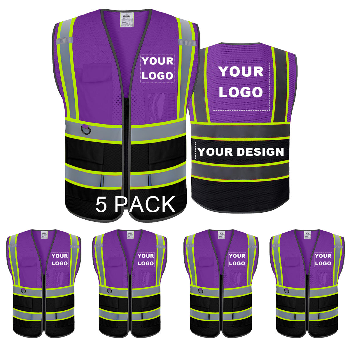 Custom Mesh Safety Vest Customized Logo Class 2 High Visibility Reflective Vest with Pockets Construction Workwear