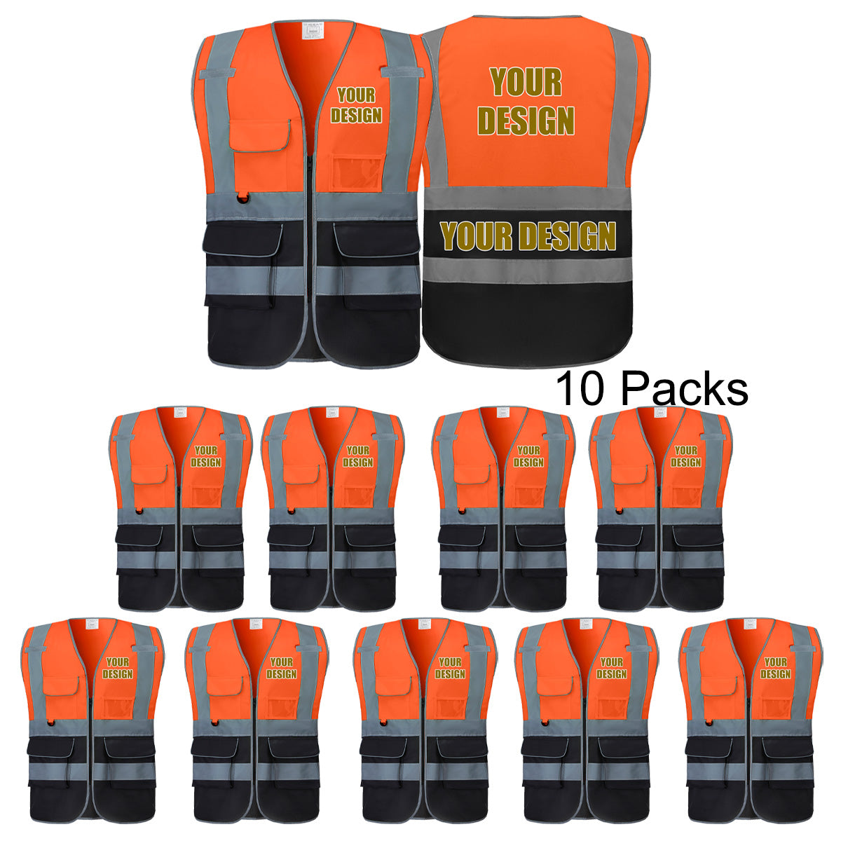 Custom Safety Vest Customized Logo with Pockets for Man Woman Construction Workwear High Visibility Reflective Class 2