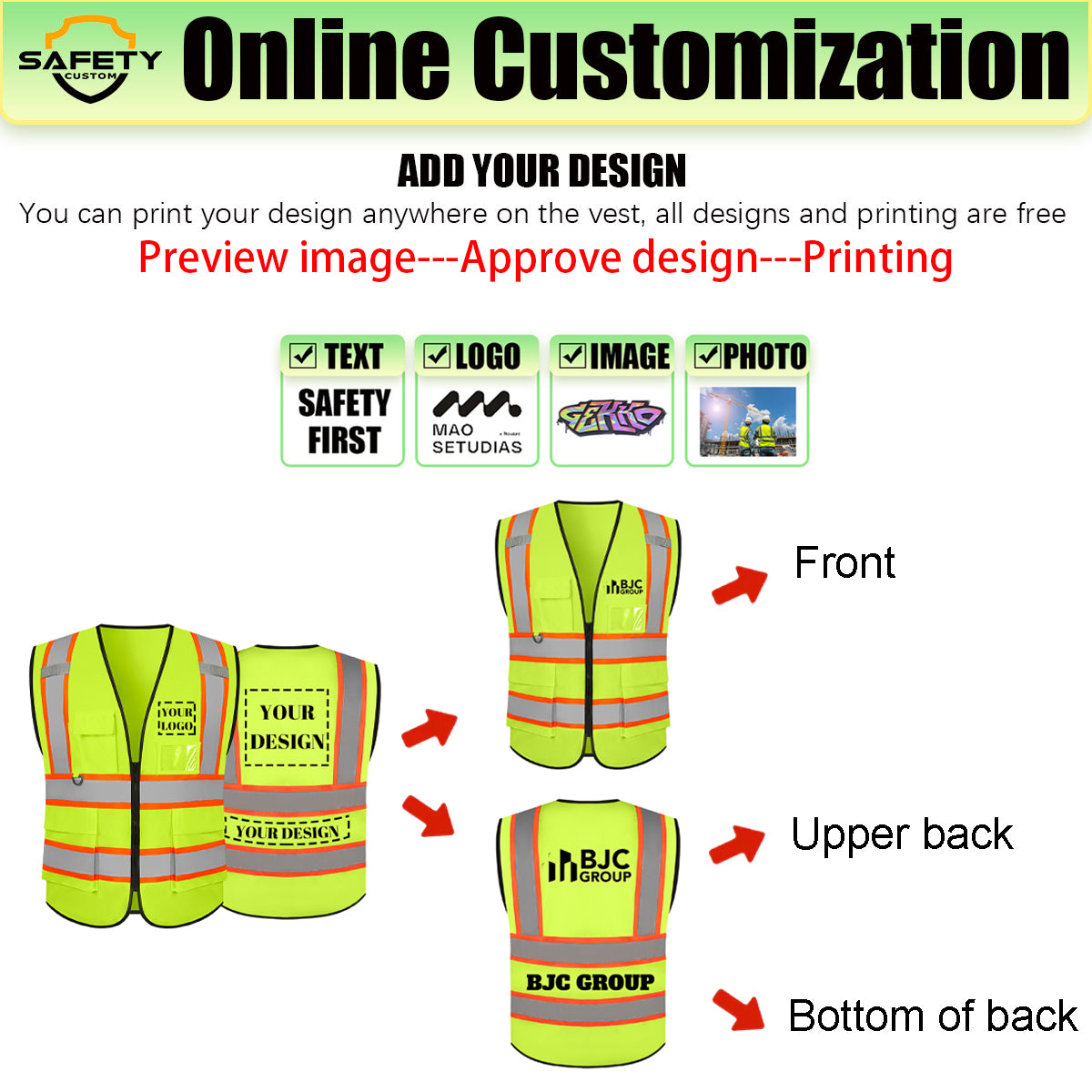 custom safety vest custom reflective vest custom construction vest with pocket