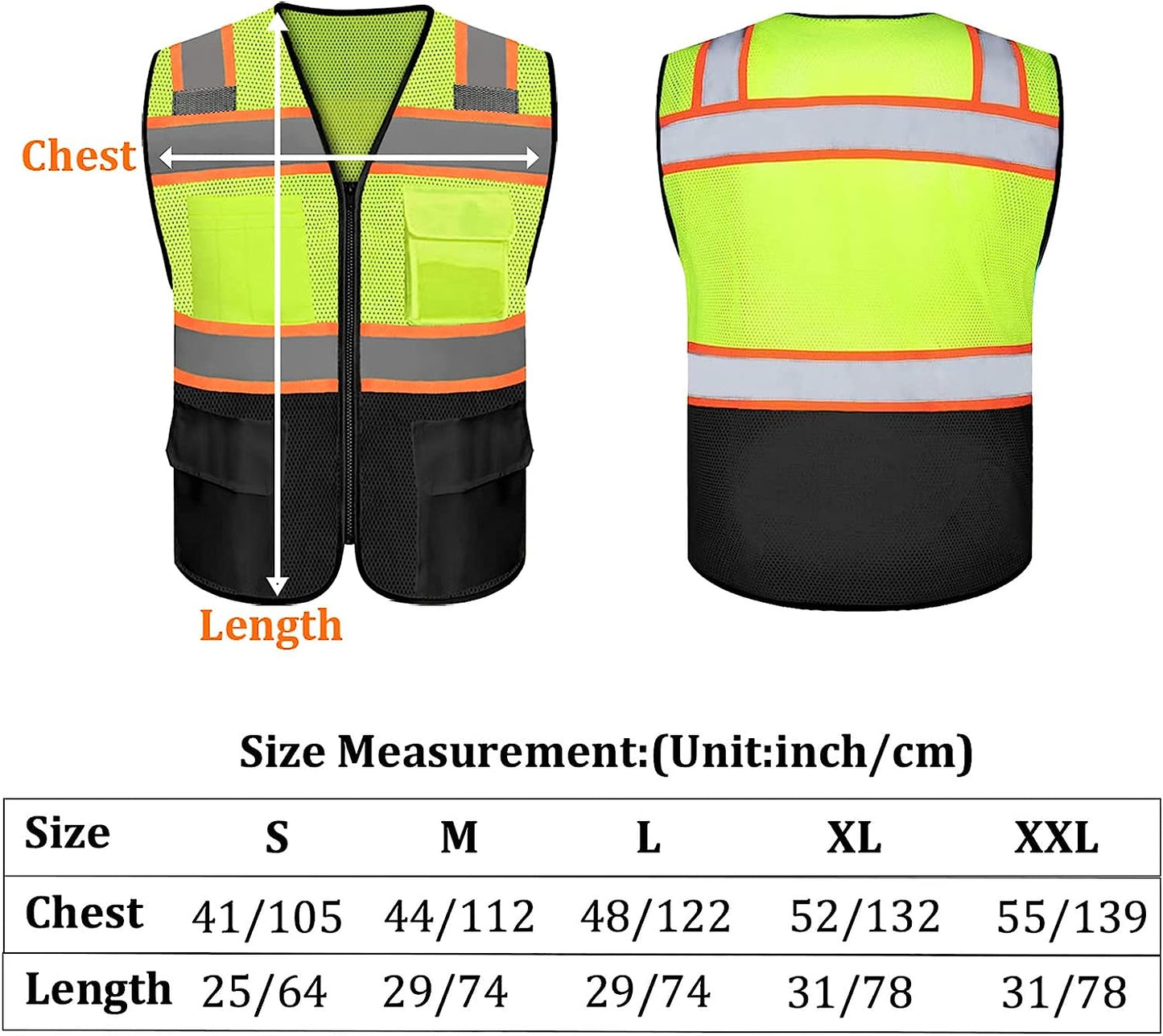 Custom safety vest customize hi vis vest reflective vest with logo yellow S M L XL XXL