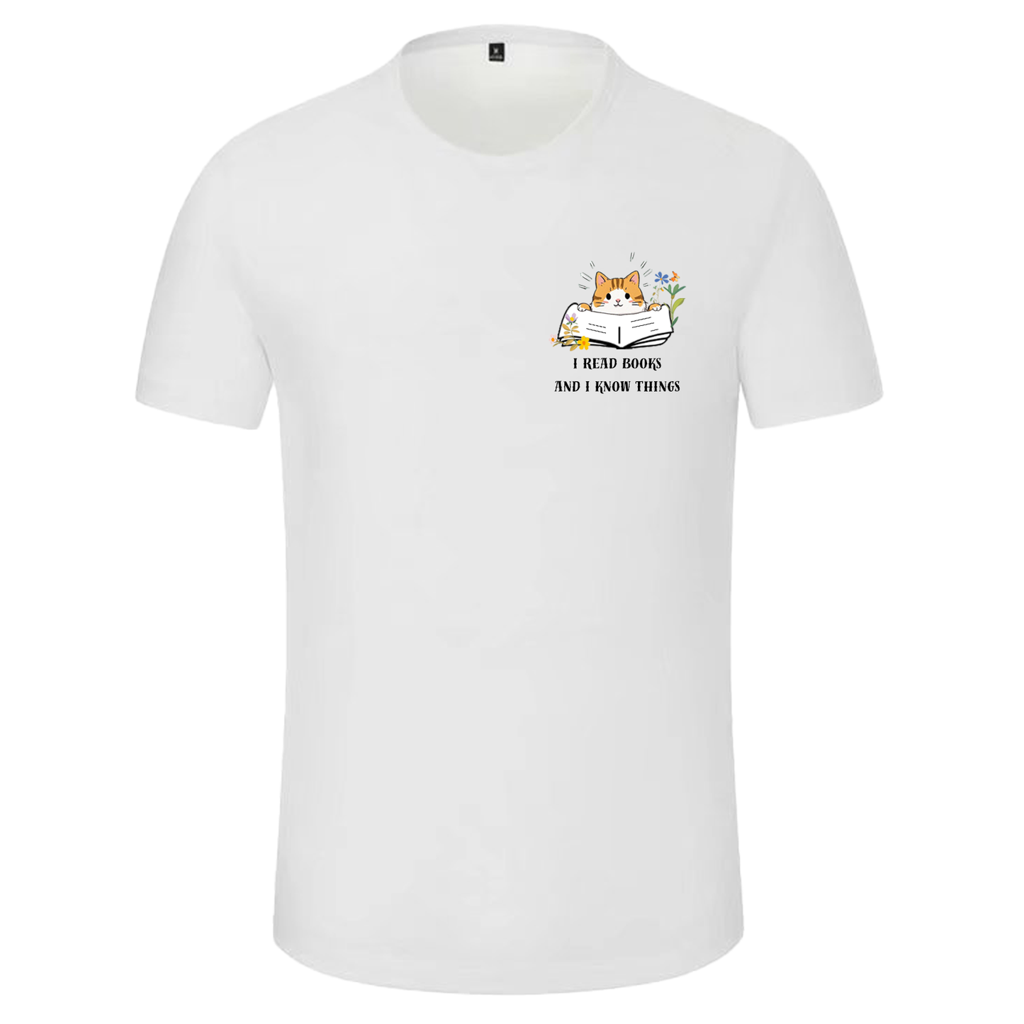 Cat Reading Book Cotton Tee Shirts Cotton for Men Women
