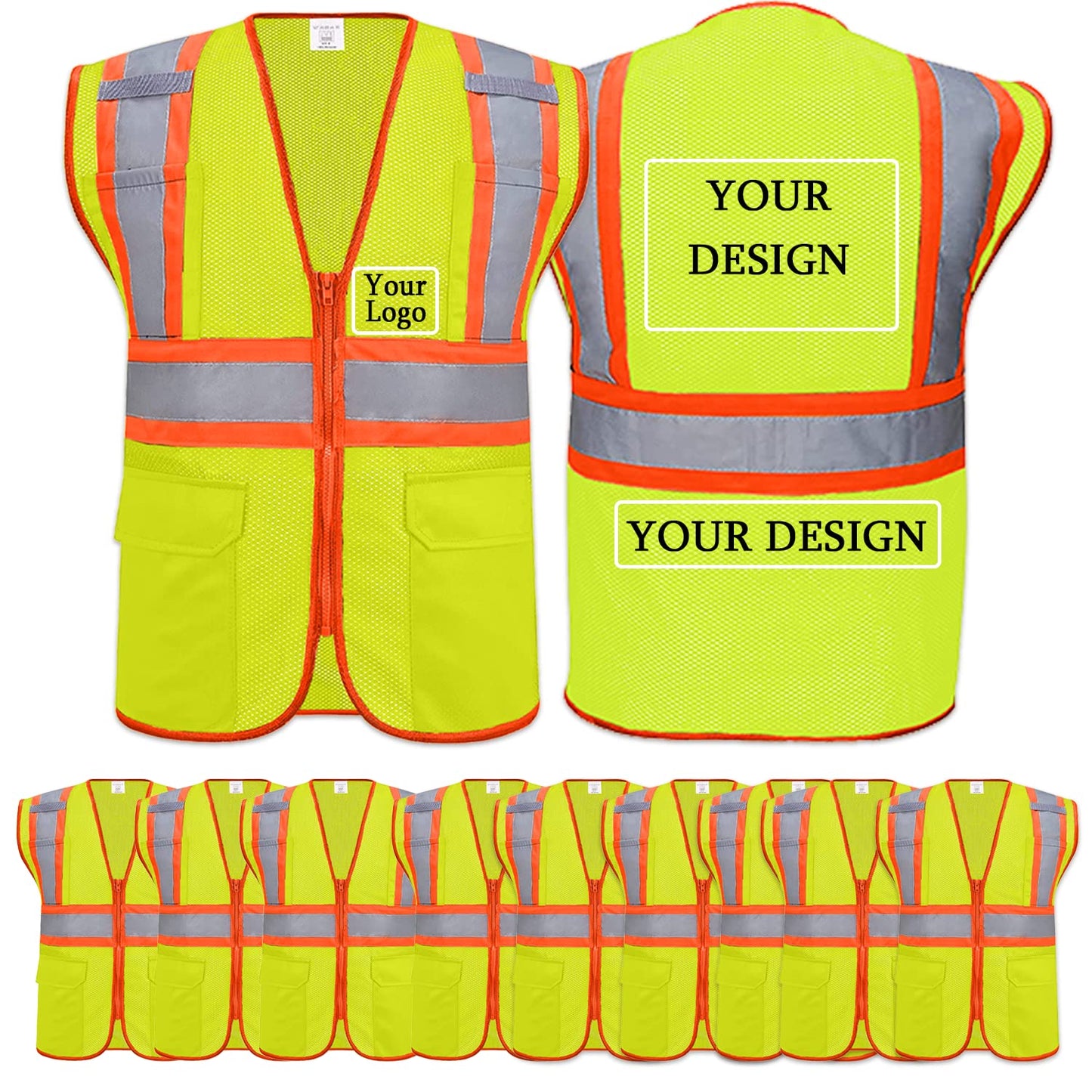 Custom safety vest customize hi vis vest reflective vest with logo yellow S M L XL XXL