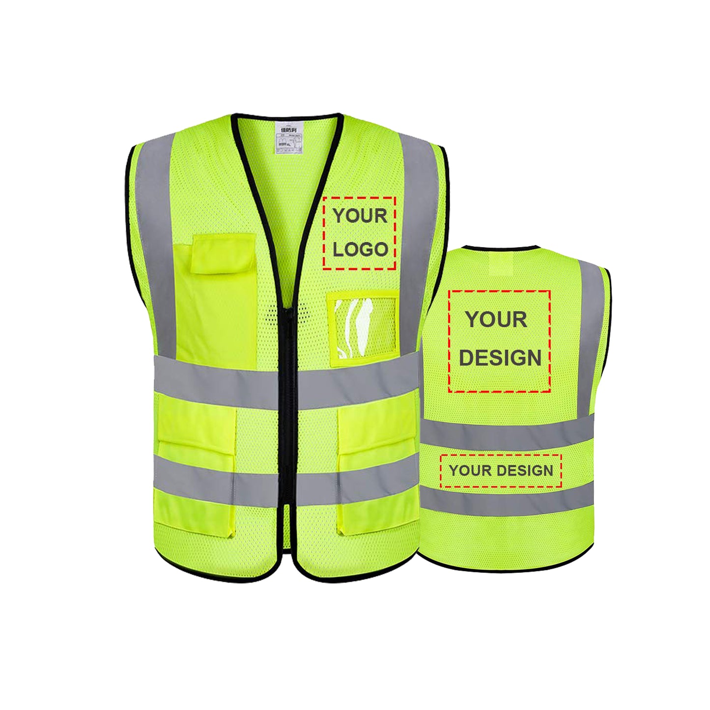 Custom safety vest customize hi vis vest reflective vest with logo yellow S M L XL XXL