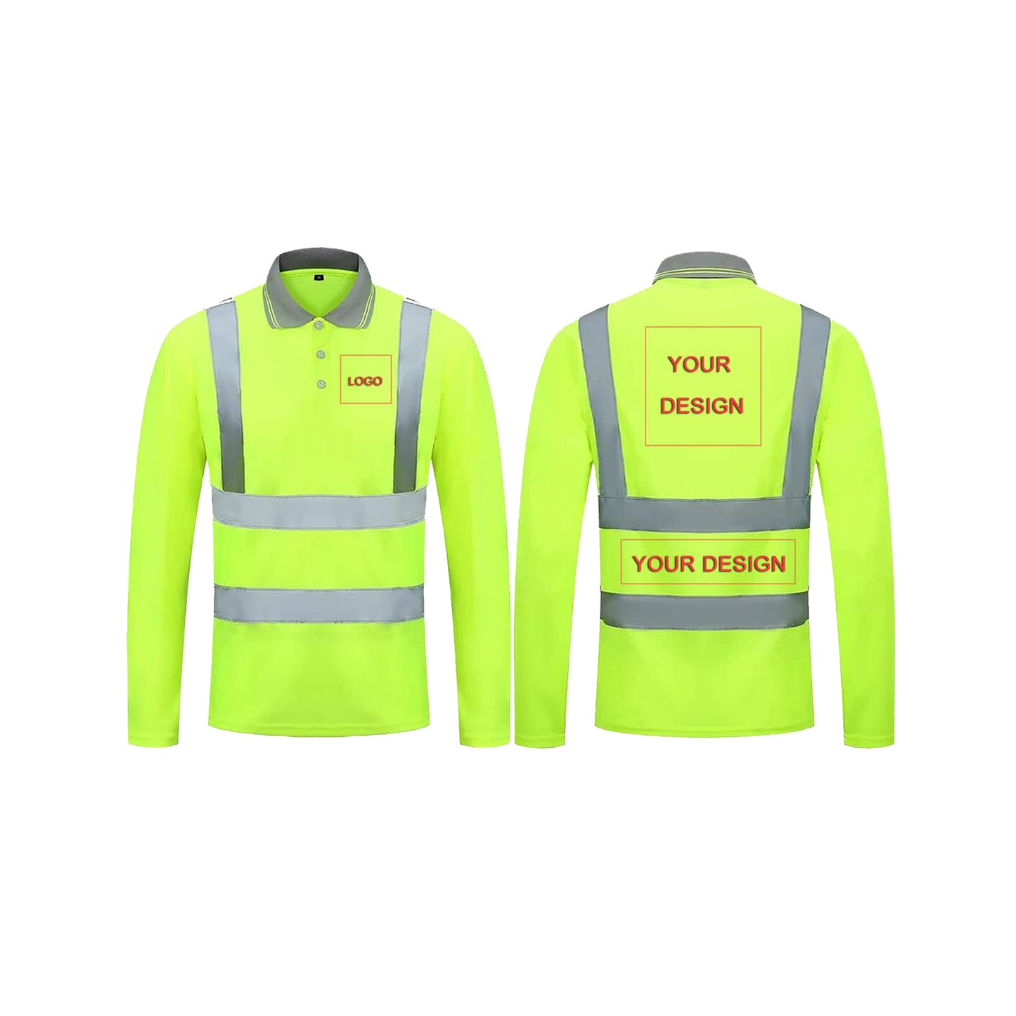 Custom hi vis polo shirts customize reflective polo shirts with logo S M L XL XXL Long and short Sleeve