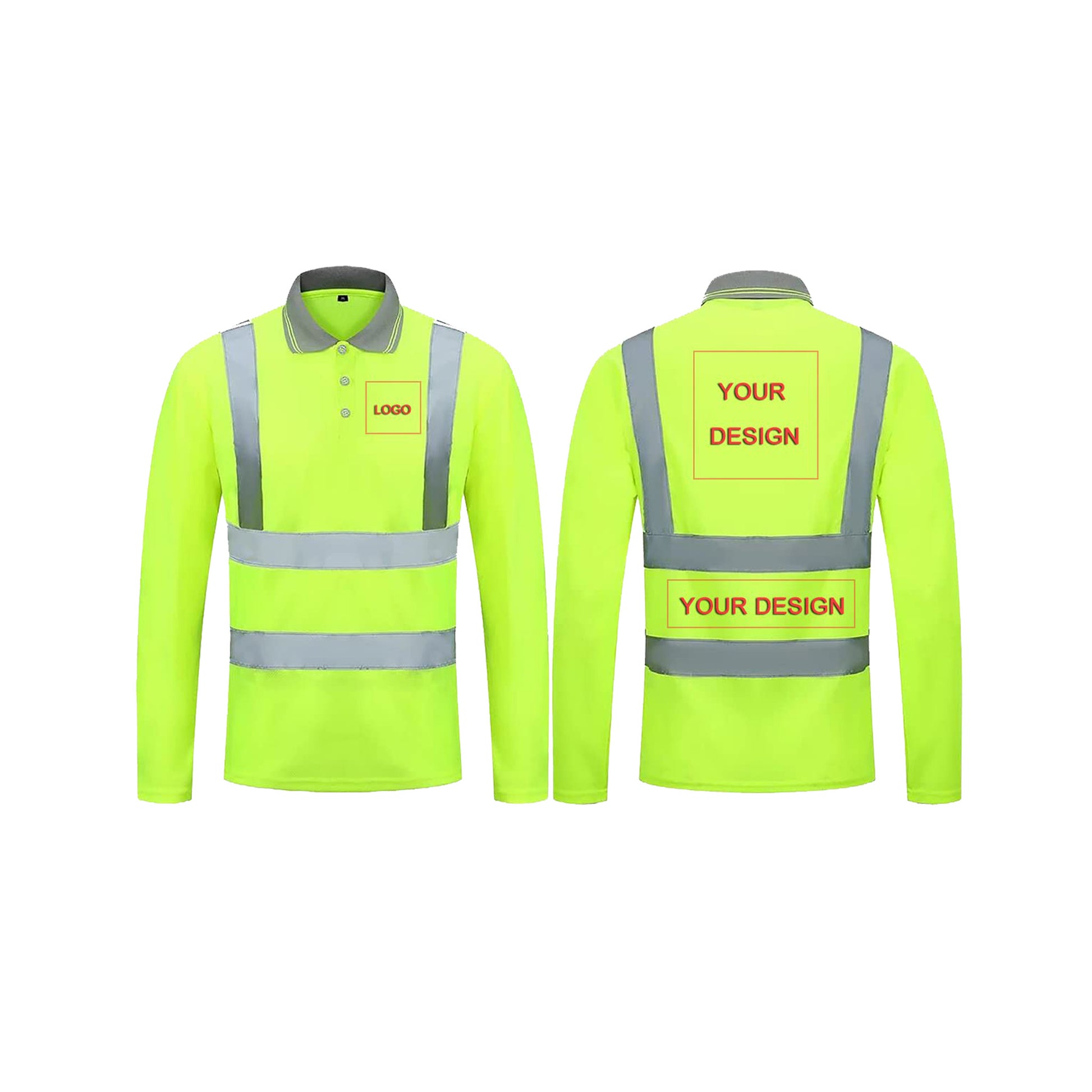 Custom hi vis polo shirts customize reflective polo shirts with logo S M L XL XXL Long and short Sleeve