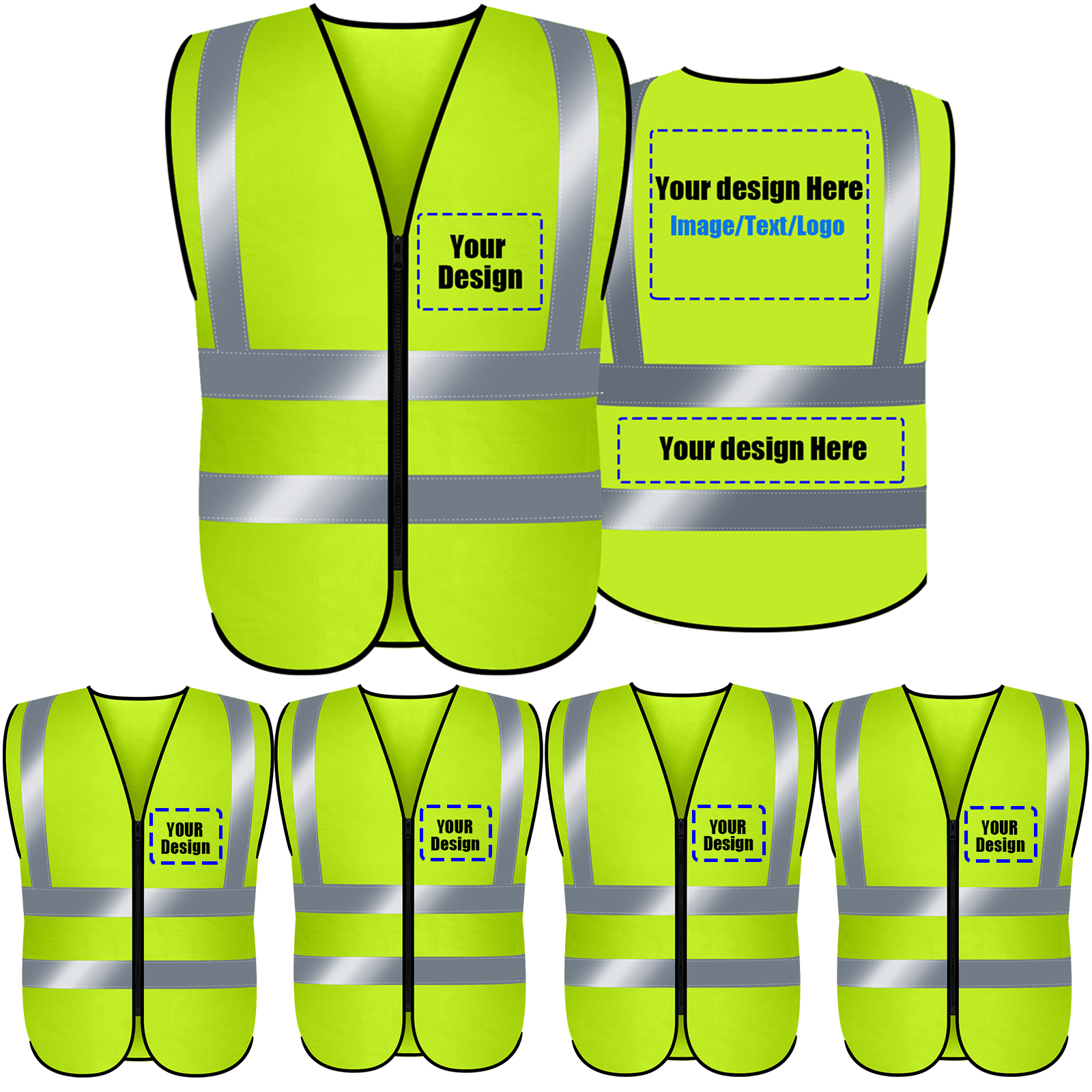 Custom safety vest customize hi vis vest reflective vest with logo yellow S M L XL XXL