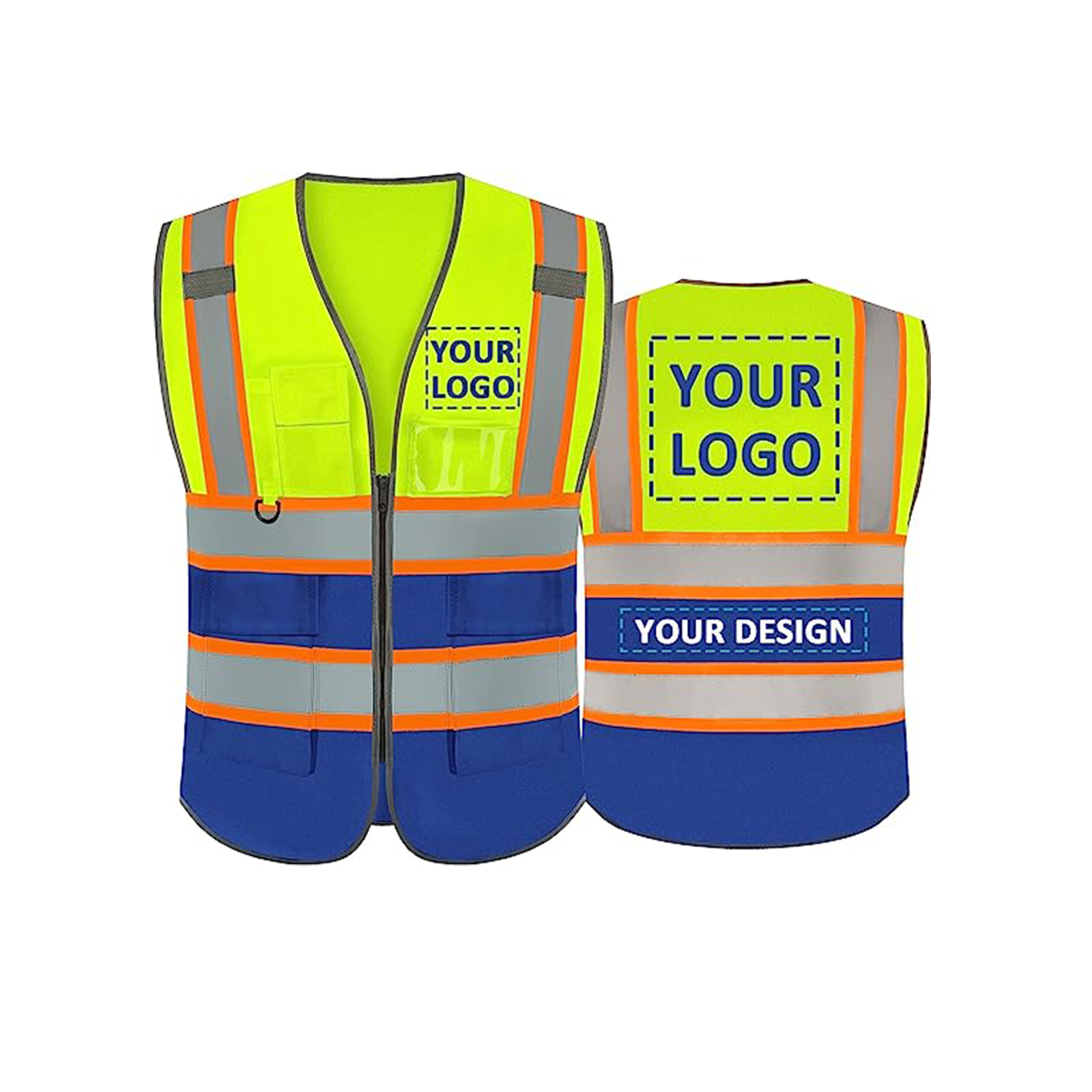 Custom yellowblue safety vest customize hi vis vest reflective vest with logo