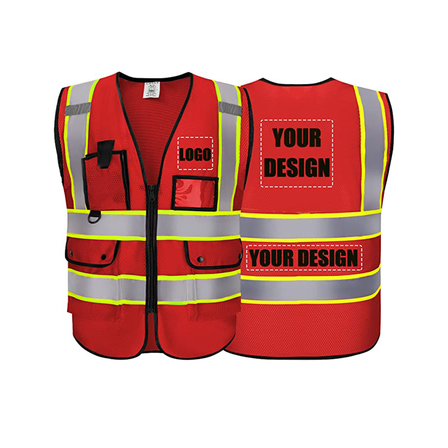 Mesh safety vest custom logo red hi vis safety vest