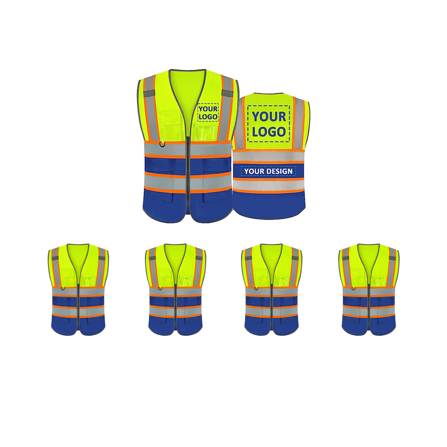Safety Vest Custom Logo Security High Visibility Reflective Vest Class 2 ANSI/ISEA with Pockets Outdoor Workwear Vest Construction Hi Vis Vest
