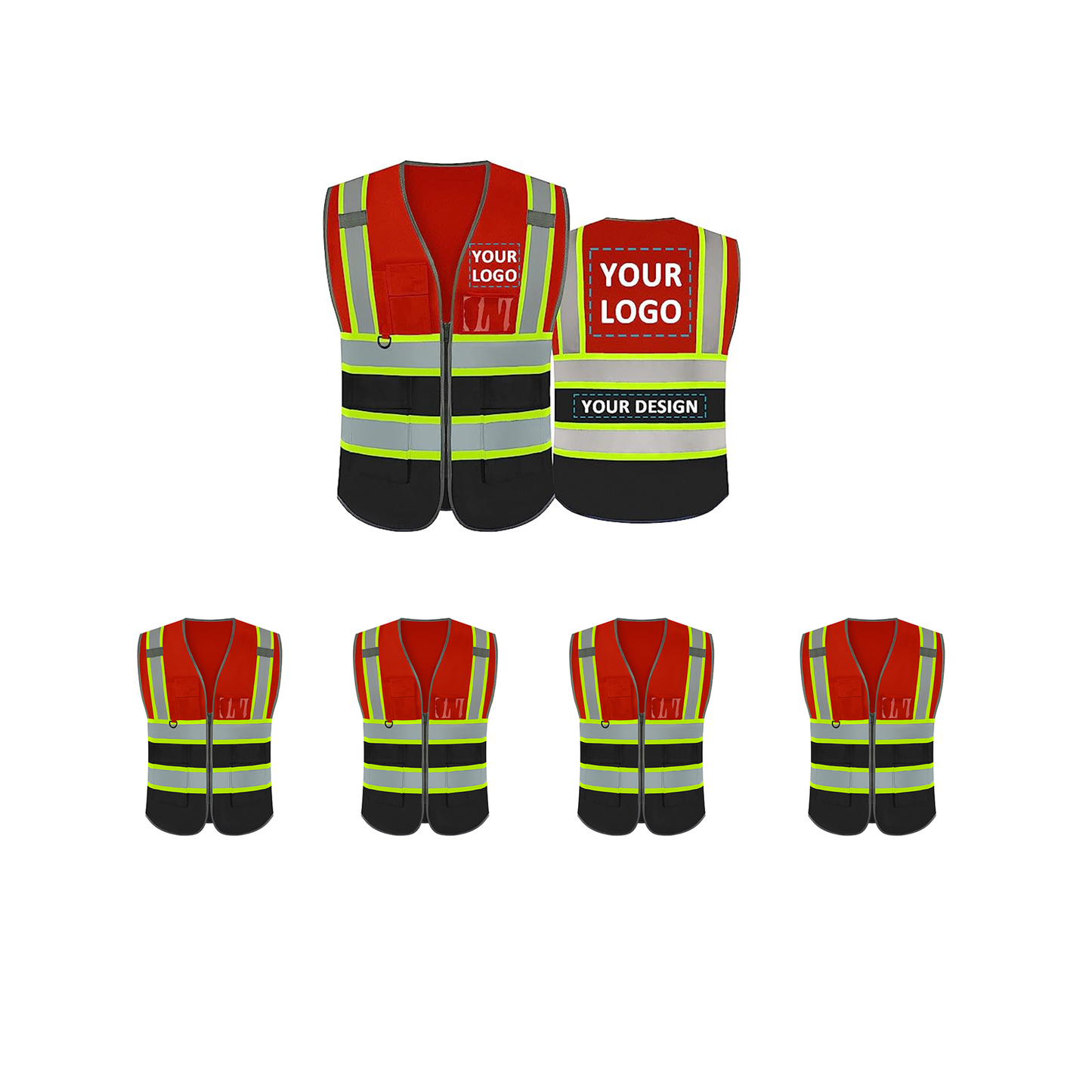 Safety Vest Custom Logo Security High Visibility Reflective Vest Class 2 ANSI/ISEA with Pockets Outdoor Workwear Vest Construction Hi Vis Vest