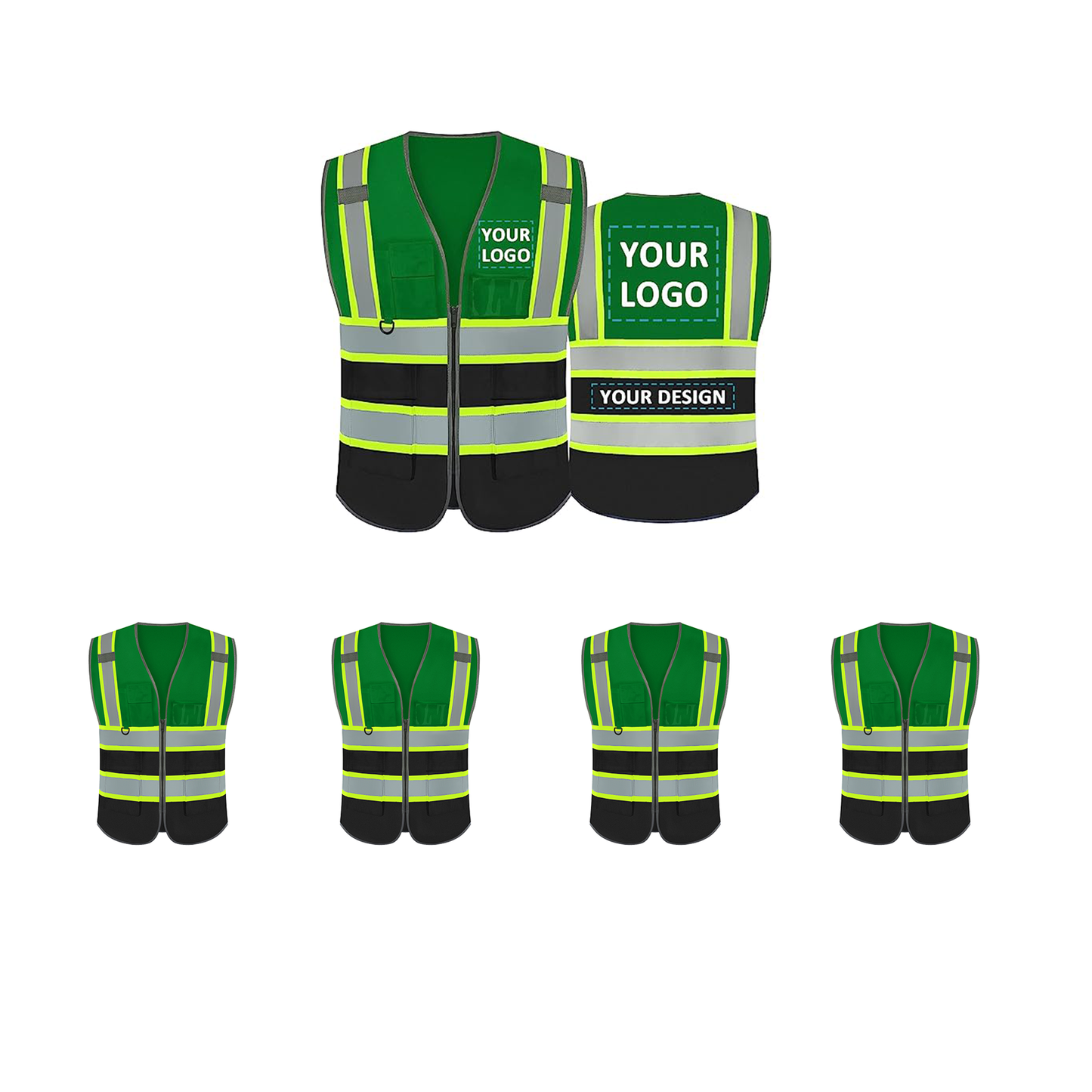 Safety Vest Custom Logo Security High Visibility Reflective Vest Class 2 ANSI/ISEA with Pockets Outdoor Workwear Vest Construction Hi Vis Vest