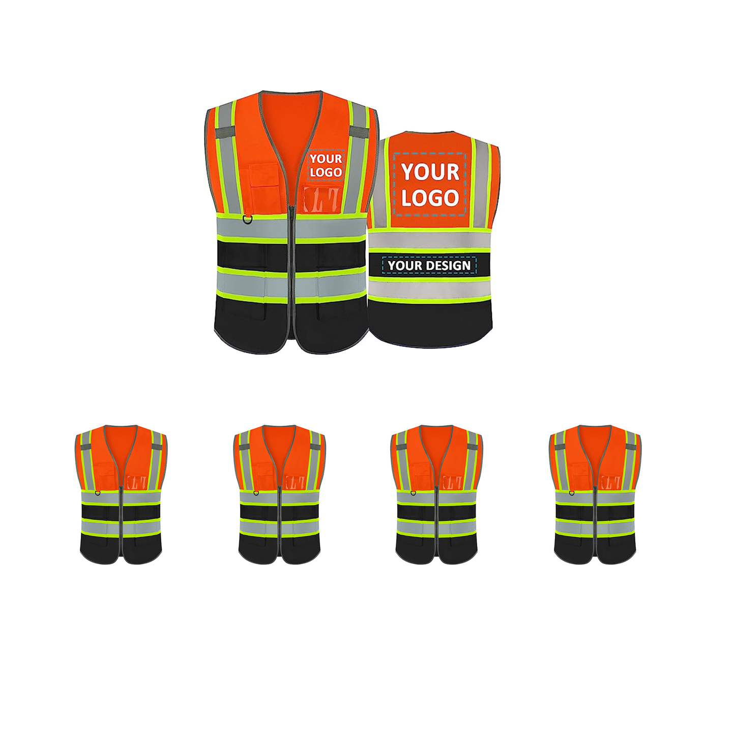 Safety Vest Custom Logo Security High Visibility Reflective Vest Class 2 ANSI/ISEA with Pockets Outdoor Workwear Vest Construction Hi Vis Vest