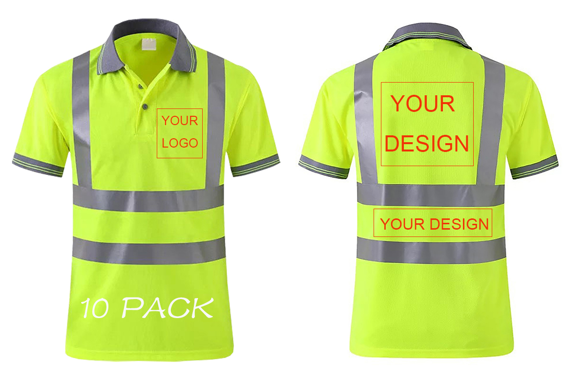 Custom hi vis polo shirts customize reflective polo shirts with logo S M L XL XXL Long and short Sleeve