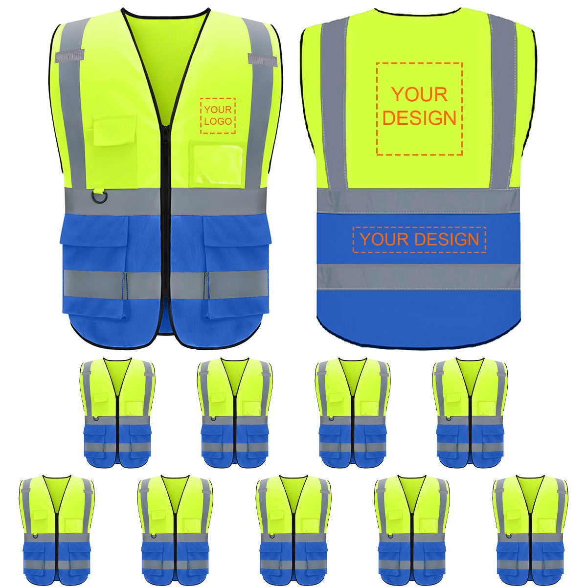 Custom safety vest customize hi vis vest reflective vest with logo yellow S M L XL XXL