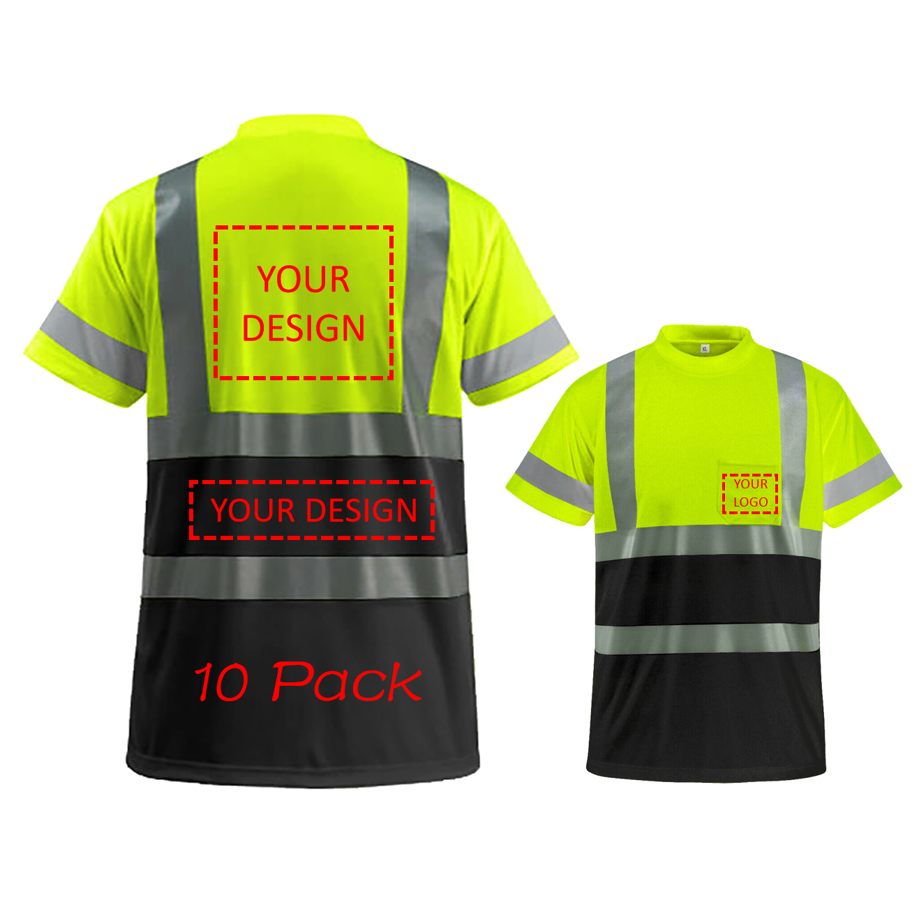 Custom hi vis T shirts customize reflective T-shirts with logo S M L XL XXL Long and short Sleeve