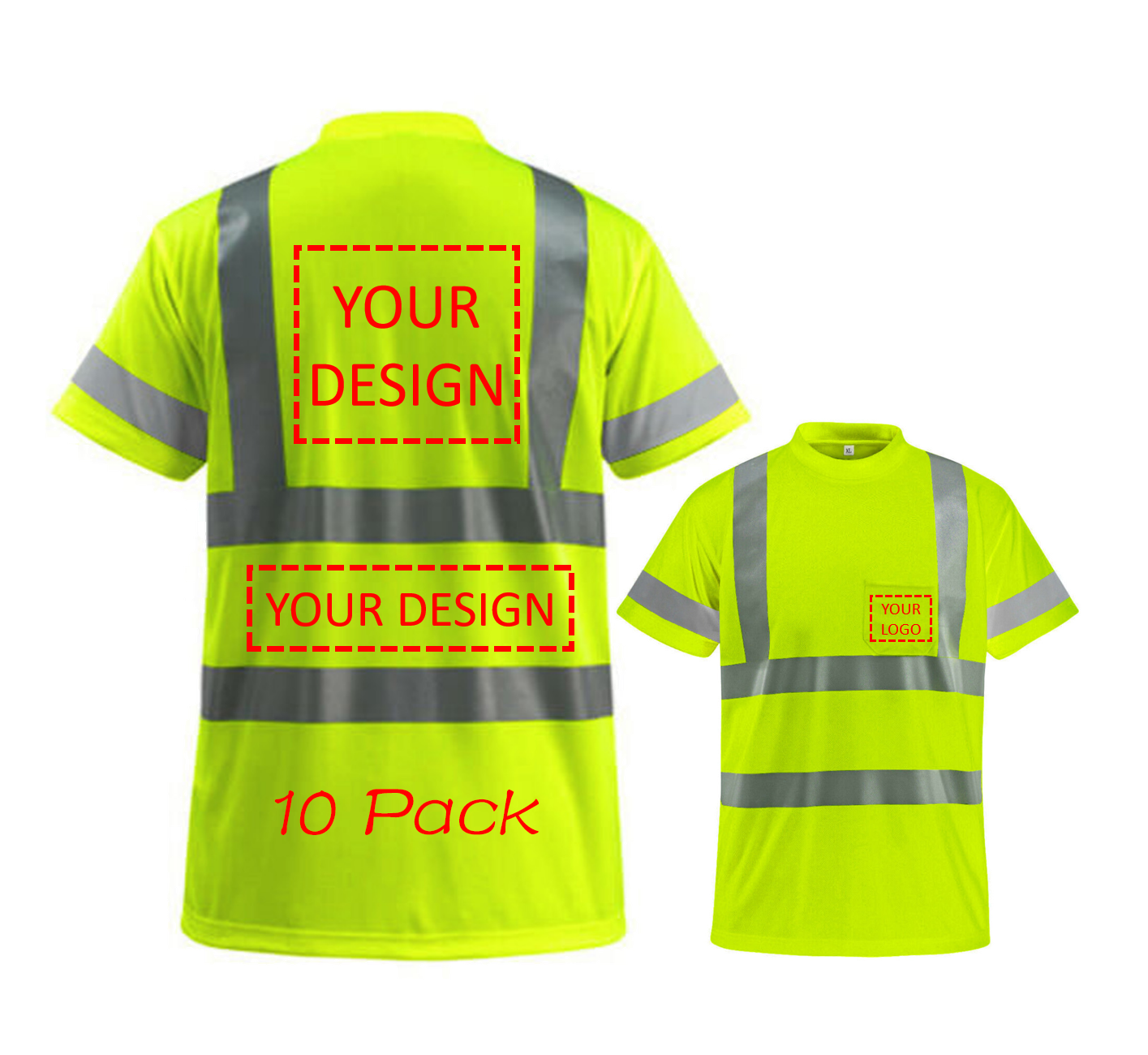 Custom hi vis shirts customize reflective shirts with logo S M L XL XXL Long and short Sleeve