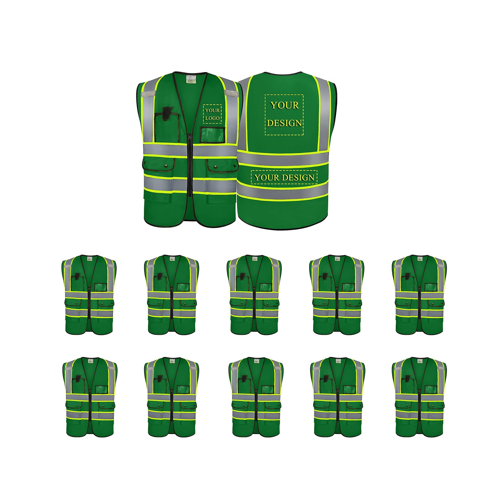 green safety vest bulk custom reflective vests with logo custom construction vest
